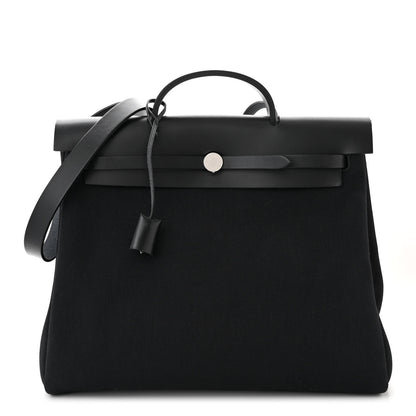 Hermes Military Toile Vache Hunter Herbag Messenger 39 Black 1 of 11