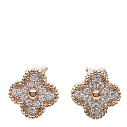 Van Cleef & Arpels 18K Yellow Gold Diamond Vintage Alhambra Earrings 1 of 5