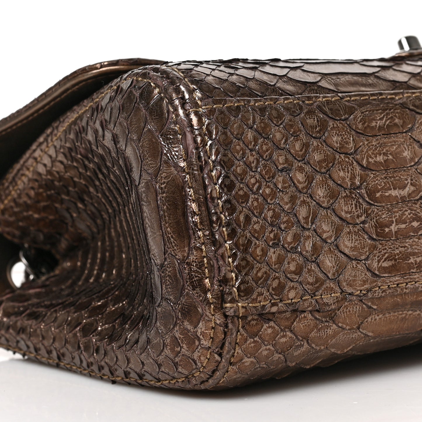 Metallic Snakeskin Medium Soho Tassel Flap Bronze