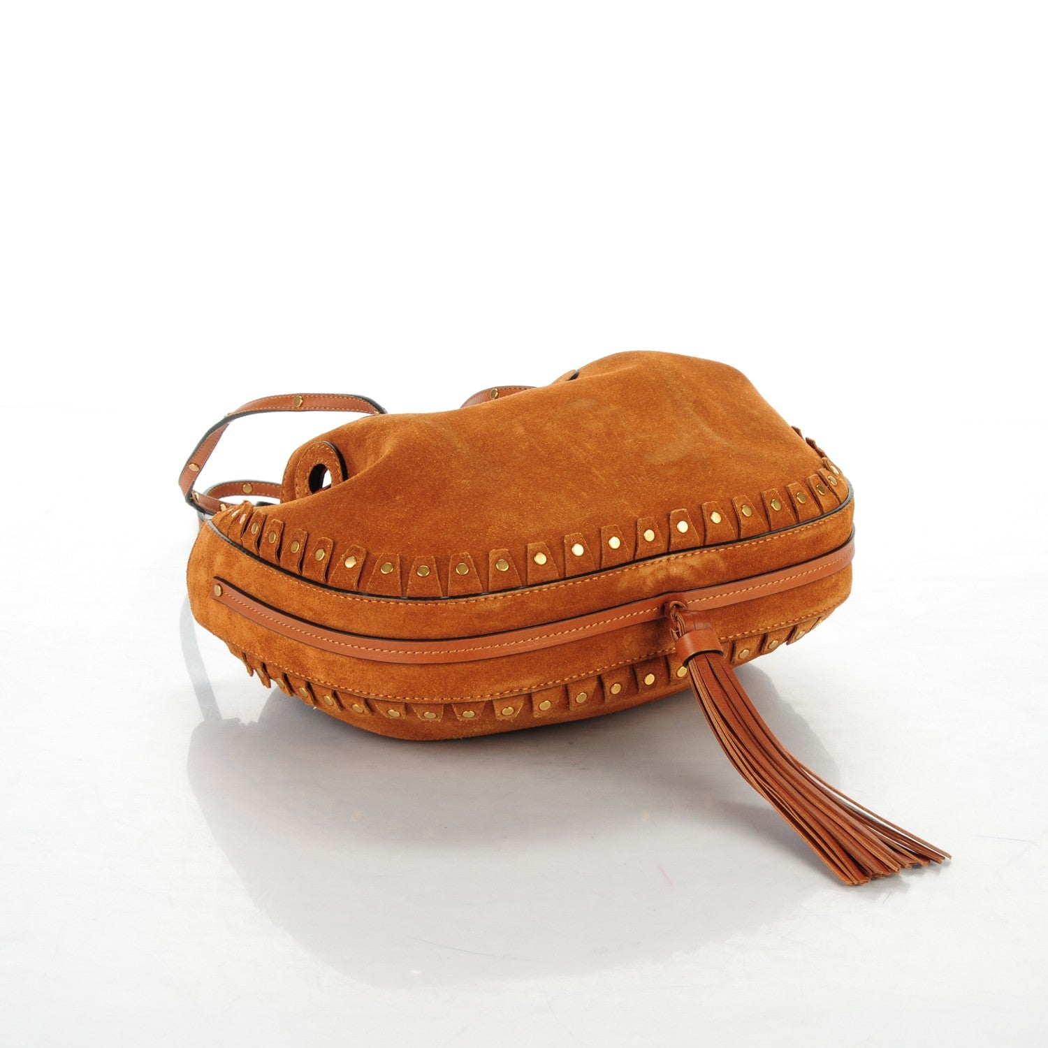 Chloe Suede Studded Small Inez Drawstring Bag Caramel 4 of 8