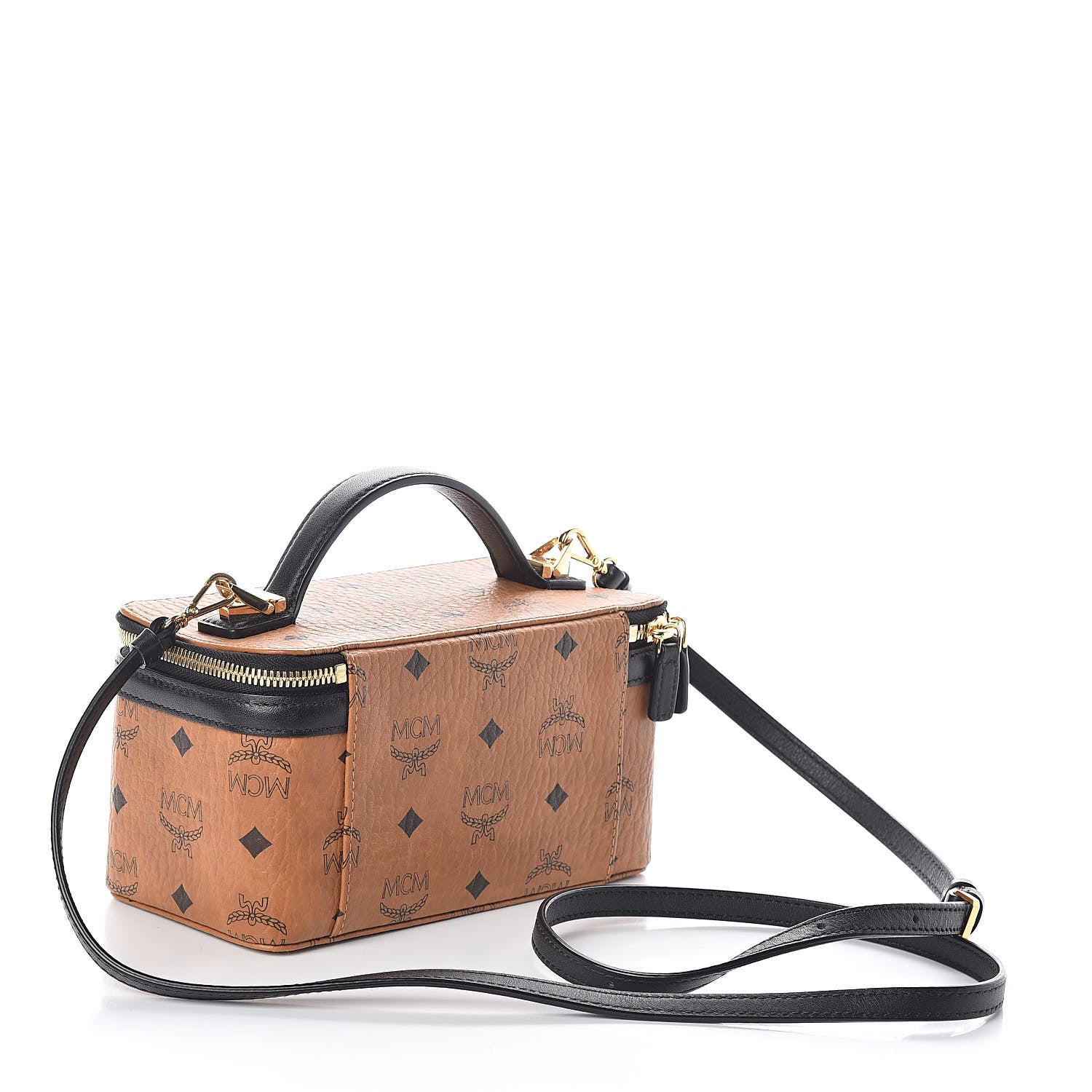 MCM Visetos Vanity Case Cognac Black 3 of 8
