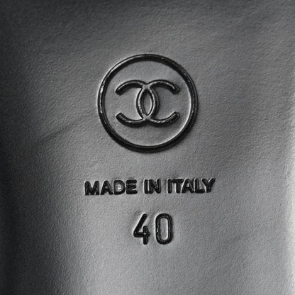 Chanel Wool Tweed Lambskin Cap Toe Ballerina Flats 40 Black Grey 6 of 9