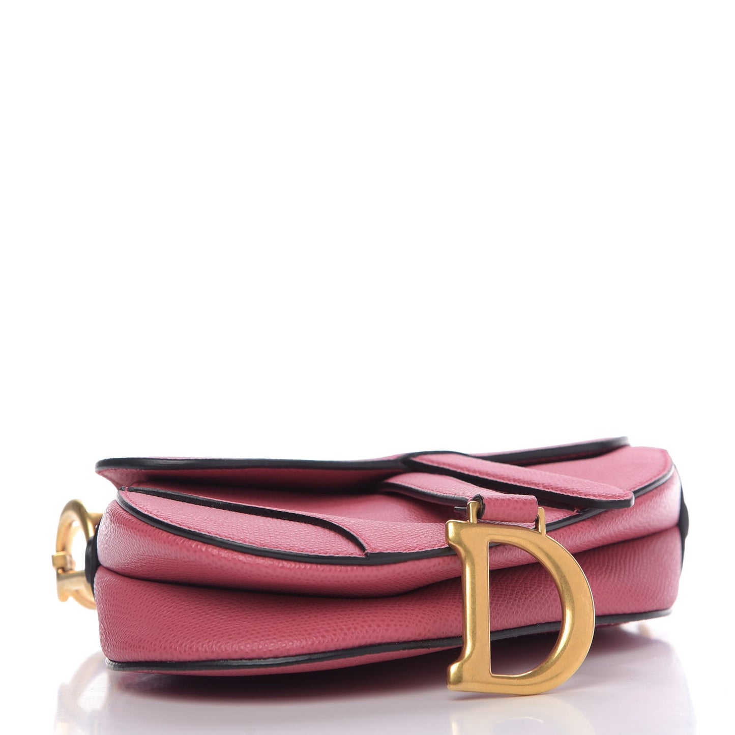 Grained Calfskin Mini Saddle Bag Pink