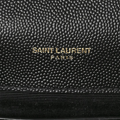 Saint Laurent Grain De Poudre Textured Mixed Matelasse Triquilt Medium Monogram Satchel Black 6 of 9