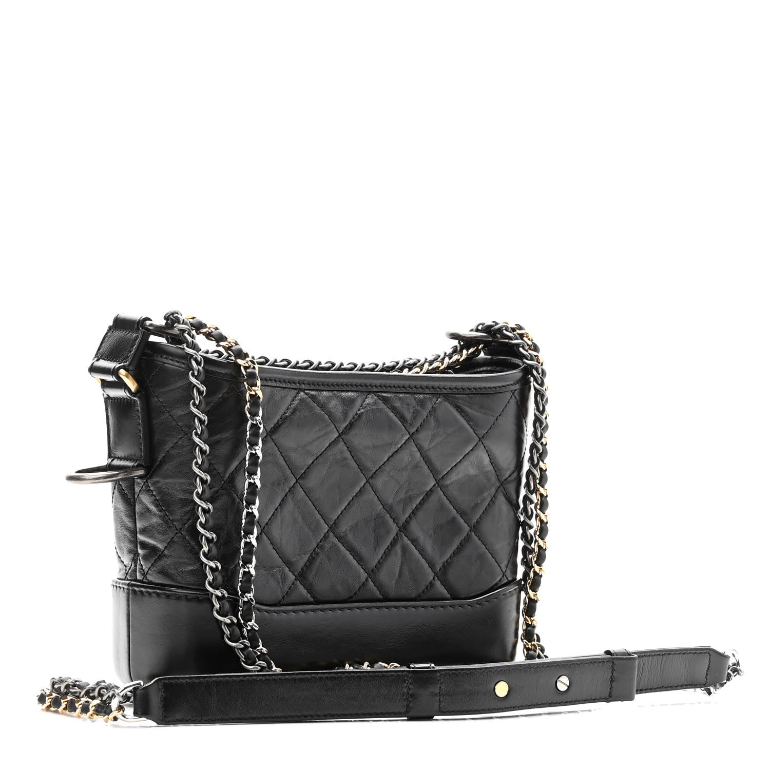Chanel Aged Calfskin Quilted Small Gabrielle Hobo Black 3 of 11