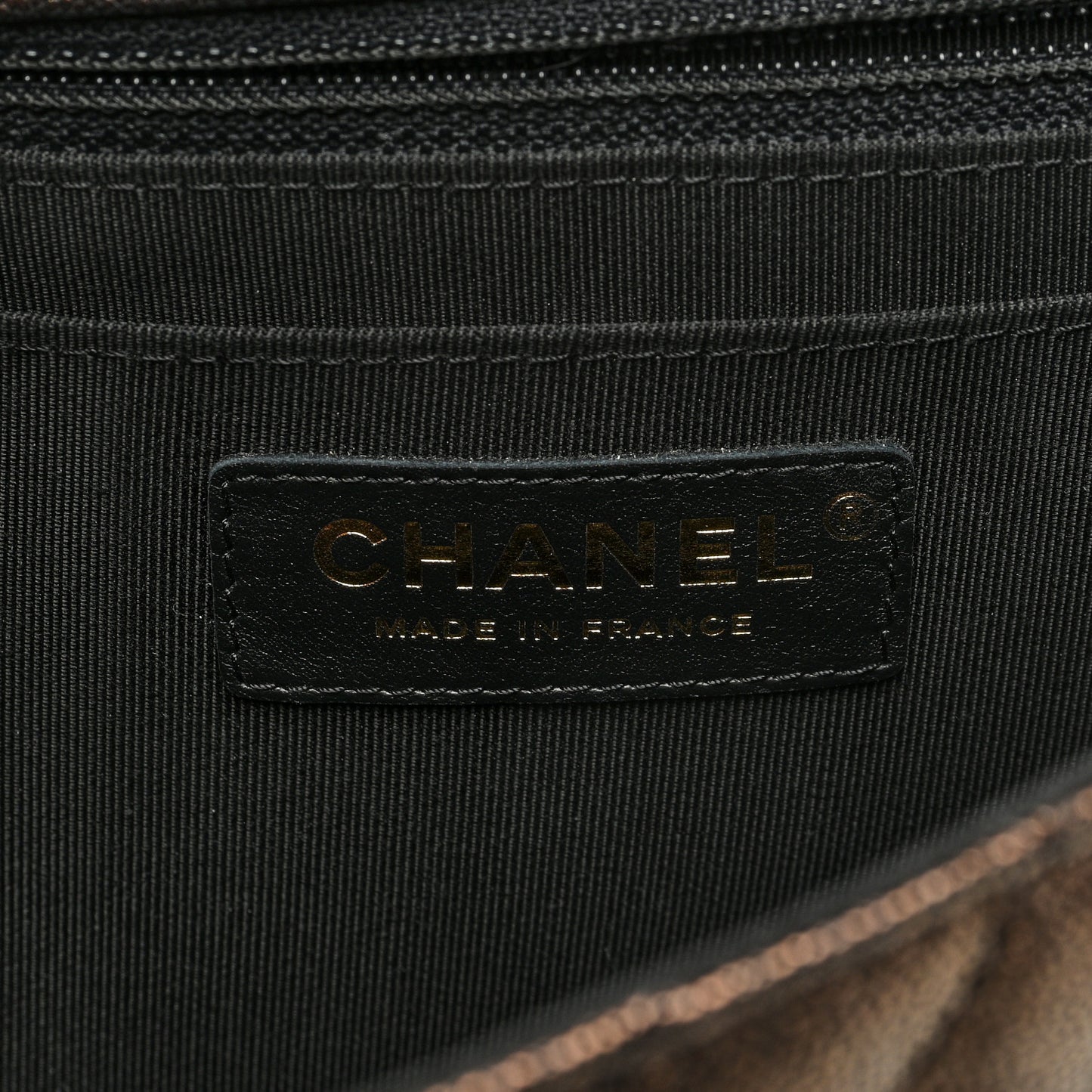 Metallic Caviar Chevron Quilted Medium Statement Flap Bronze