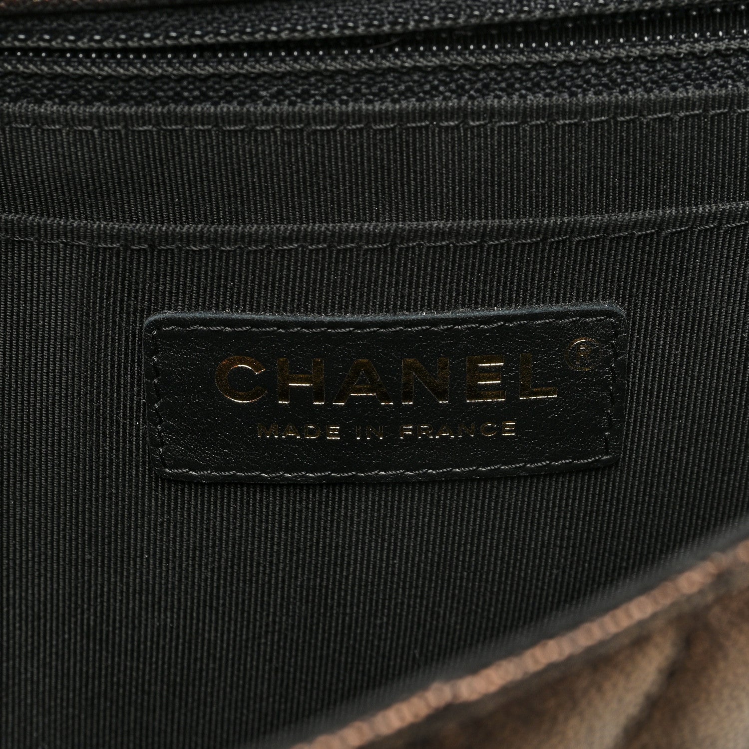Chanel Metallic Caviar Chevron Quilted Medium Statement Flap Bronze 6 of 9