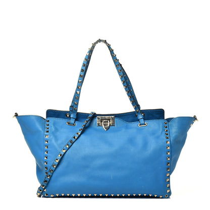 Valentino Garavani Vitello Medium Rockstud Tote Blue Fluo 1 of 10