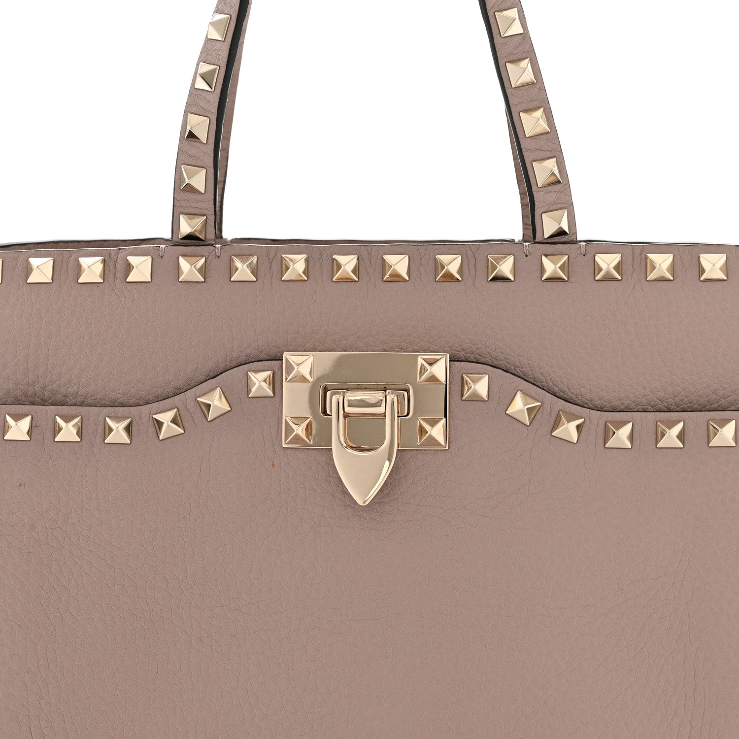 Valentino Garavani Grained Calfskin Rockstud Flip Lock Tote Poudre 9 of 13