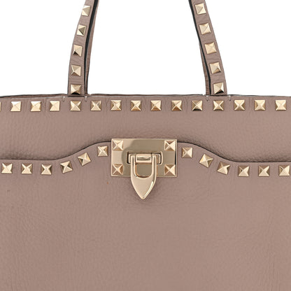 Valentino Garavani Grained Calfskin Rockstud Flip Lock Tote Poudre 9 of 13