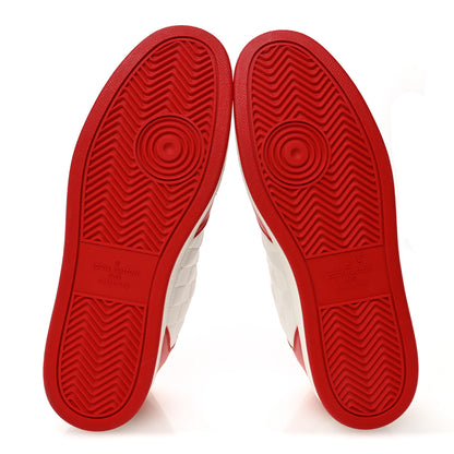 Louis Vuitton Calfskin Maxi Damier Mens Rivoli Sneakers 10 Red White 6 of 9