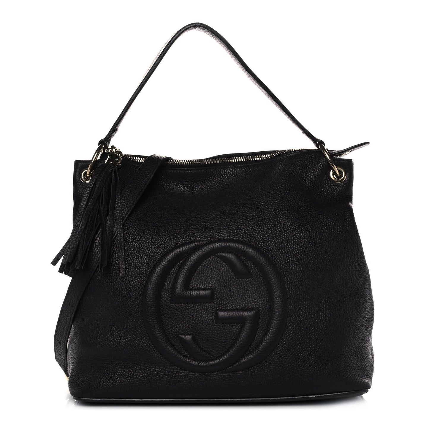 Pebbled Calfskin Large Soho Hobo Black