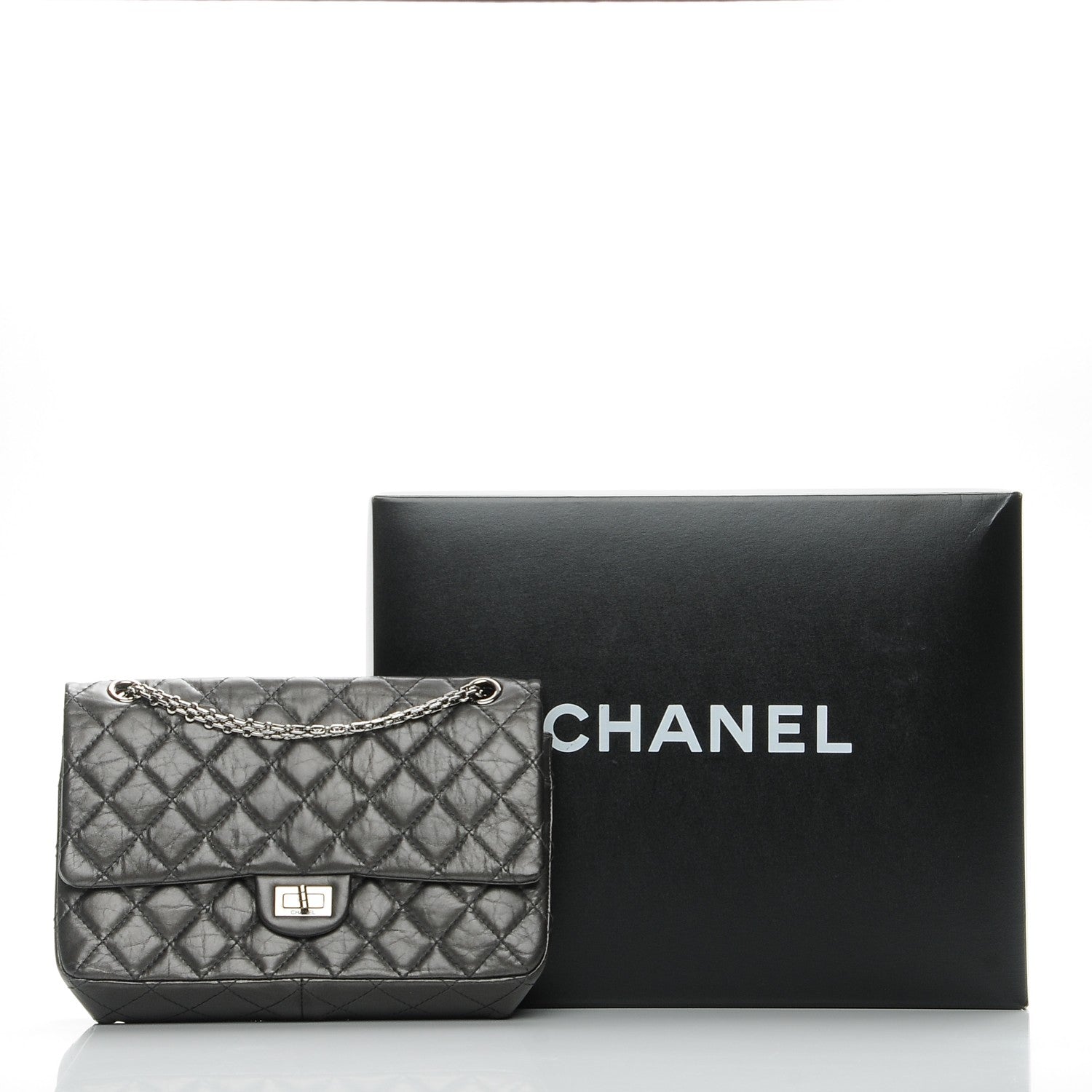 Chanel Metallic Aged Calfskin Quilted 2.55 Reissue 226 Flap Dark Silver 9 of 9