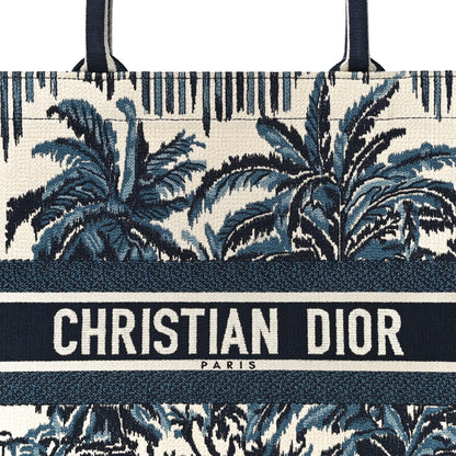 Christian Dior Canvas Embroidered Large Palm Tree Toile De Jouy Book Tote Blue Multicolor 11 of 11