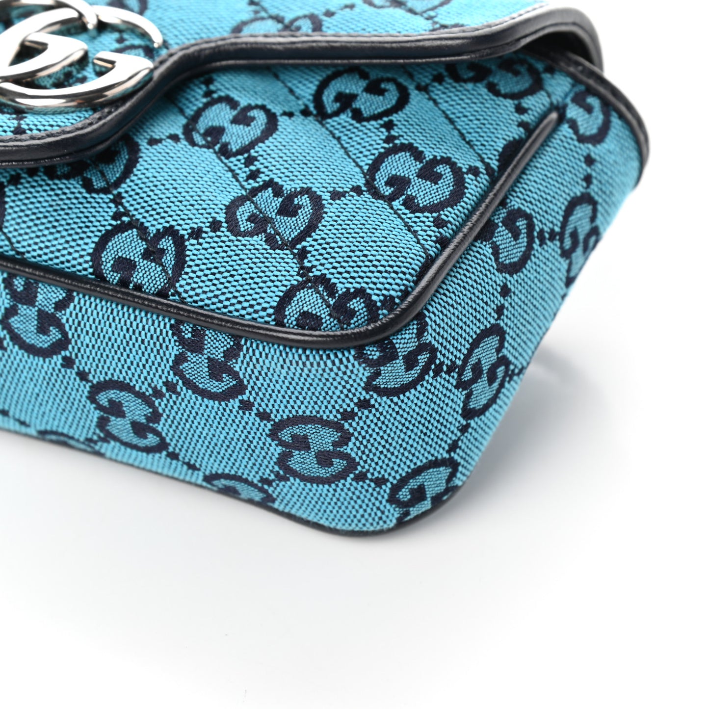 Monogram Multicolor Matelasse Diagonal Super Mini GG Marmont Shoulder Bag Light Blue