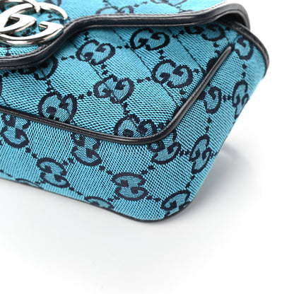 Gucci Monogram Multicolor Matelasse Diagonal Super Mini GG Marmont Shoulder Bag Light Blue 9 of 9