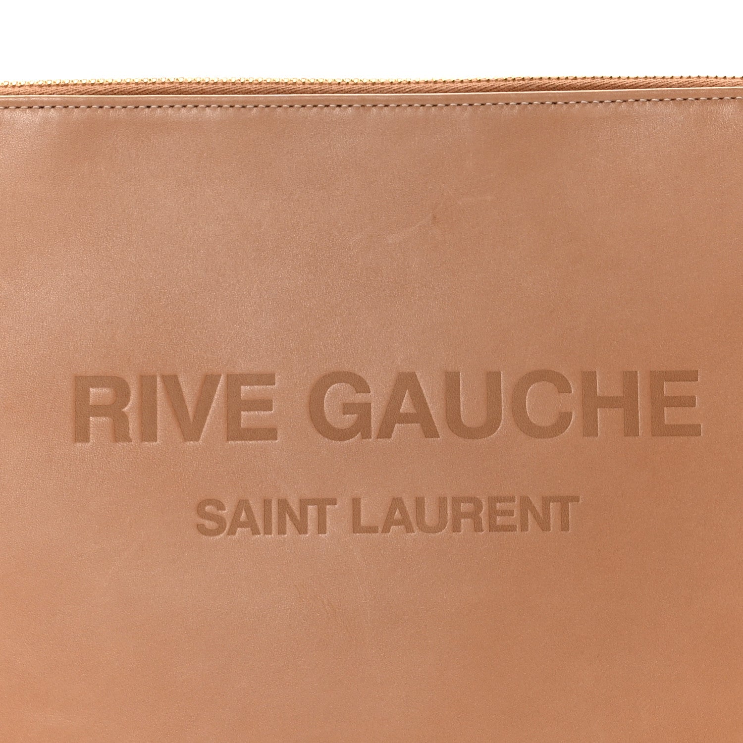 Saint Laurent Calfskin Rive Gauche Zipped Pouch Vintage Brown Gold 8 of 9