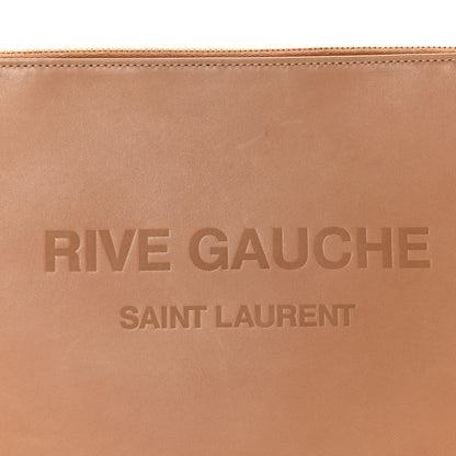 Saint Laurent Calfskin Rive Gauche Zipped Pouch Vintage Brown Gold 8 of 9