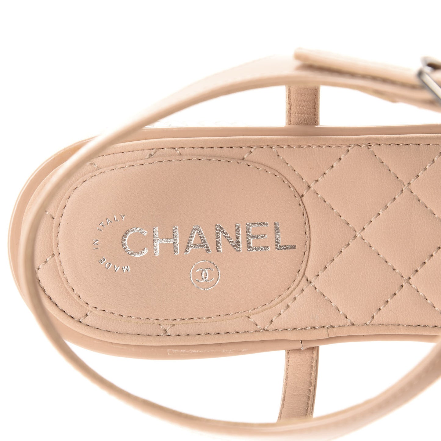 Patent Pearl CC Thong Sandals 36.5 Beige