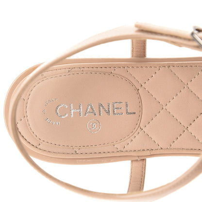 Chanel Patent Pearl CC Thong Sandals 36.5 Beige 12 of 12