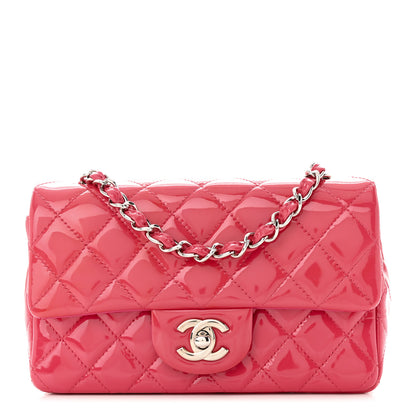 Chanel Patent Calfskin Quilted Mini Rectangular Flap Pink 1 of 13