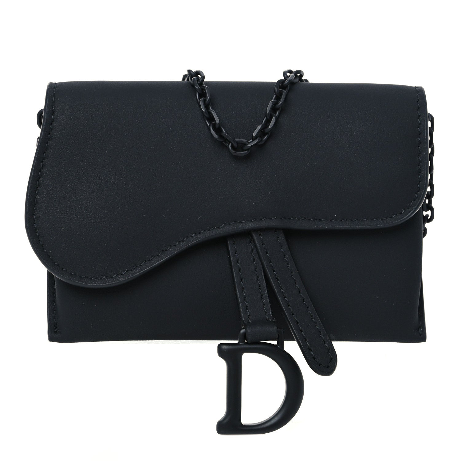 Christian Dior Ultra Matte Calfskin Nano Saddle Chain Pouch Black 1 of 6