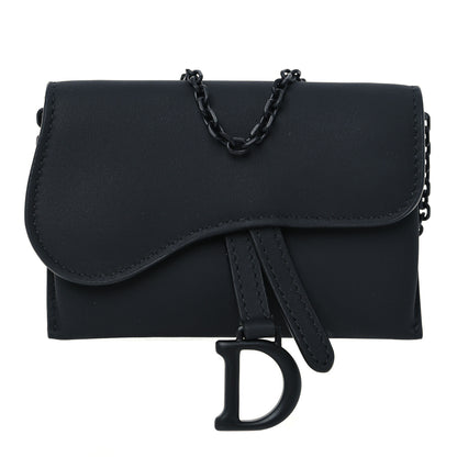 Christian Dior Ultra Matte Calfskin Nano Saddle Chain Pouch Black 1 of 6