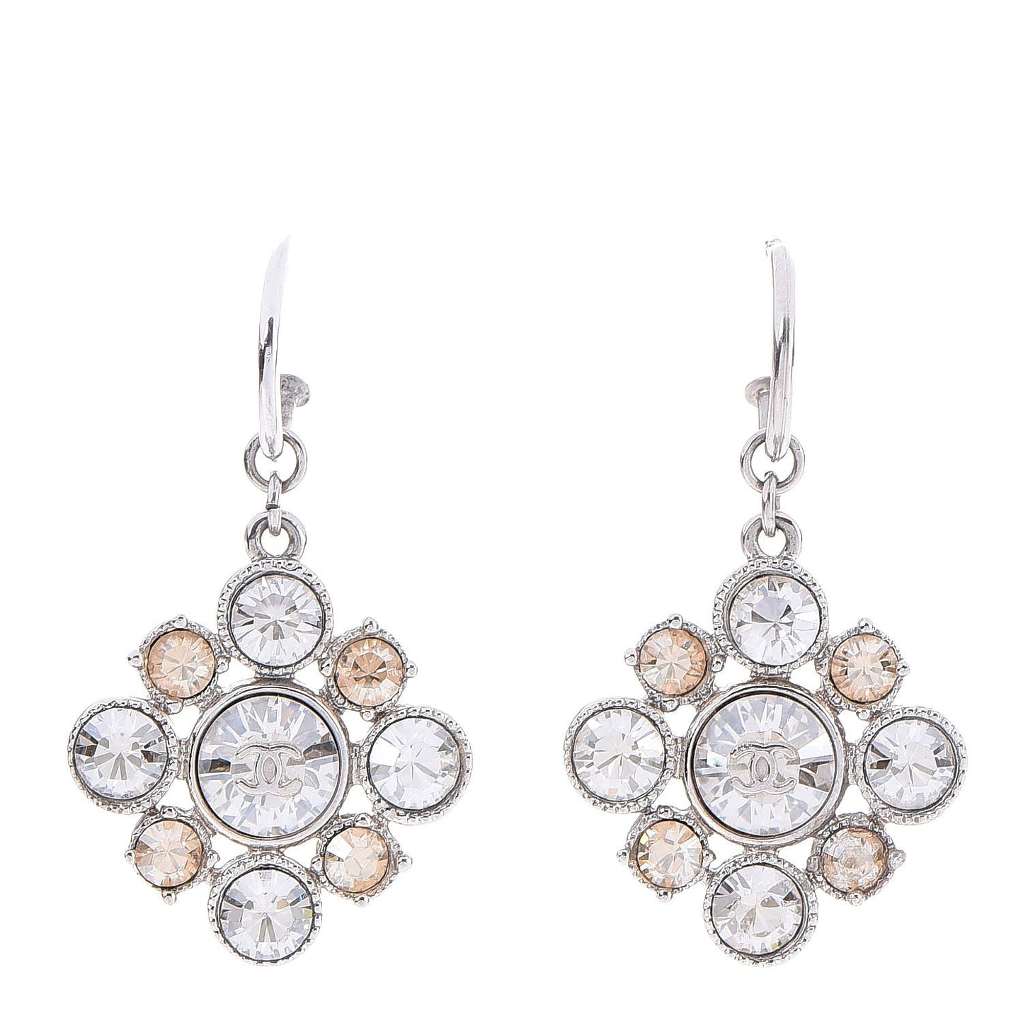 Crystal CC Dangle Earrings Silver