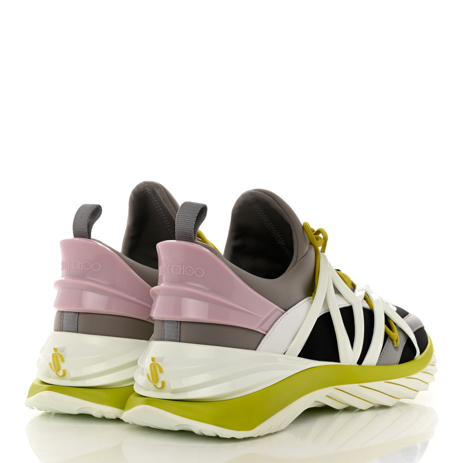 Jimmy Choo Neoprene Women's Cosmos Low Top Sneakers 43 Grey Lime 4 of 8