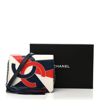 Chanel Lambskin Patchwork CC Tassel Crossbody Bag White Blue Red 11 of 11