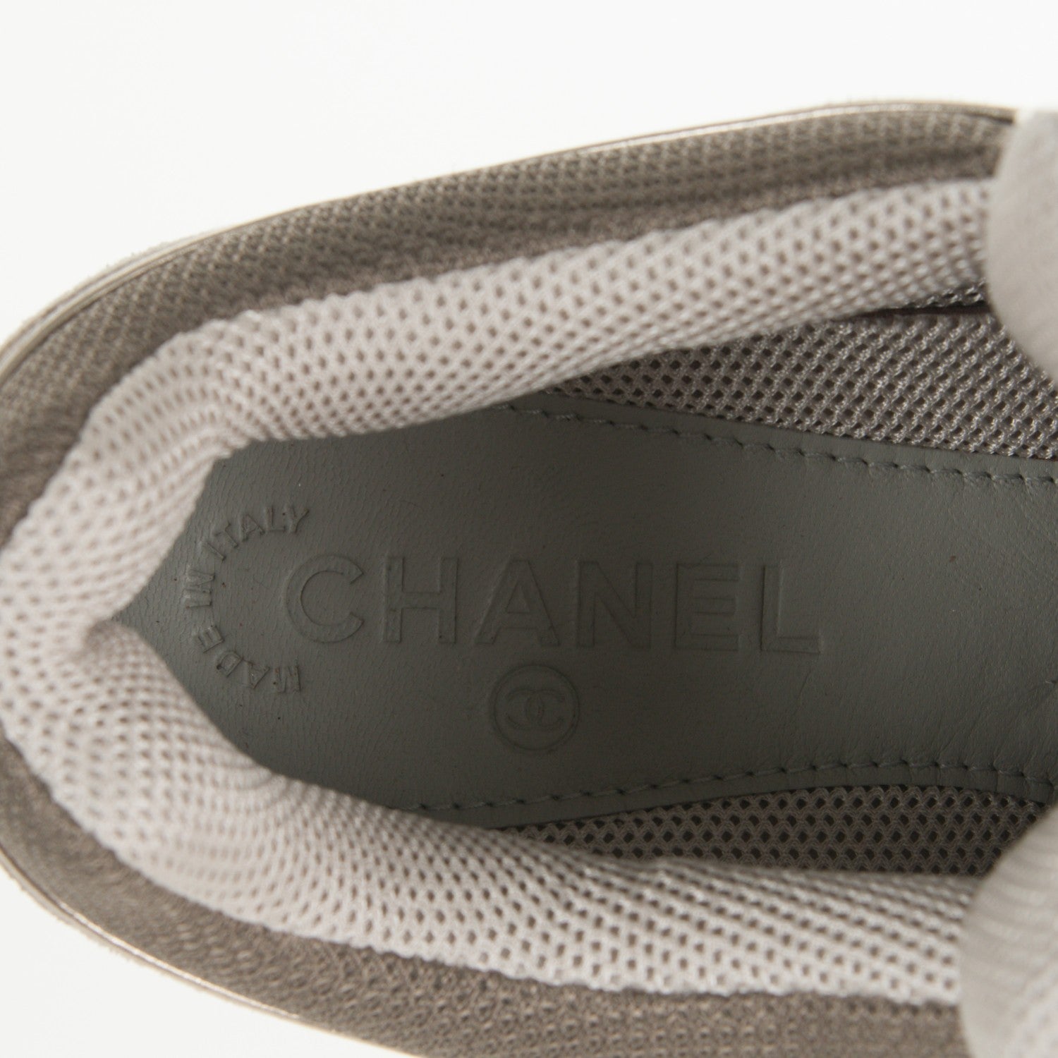 Chanel Suede Calfskin CC Sneakers 40 Beige Gold Black 7 of 7