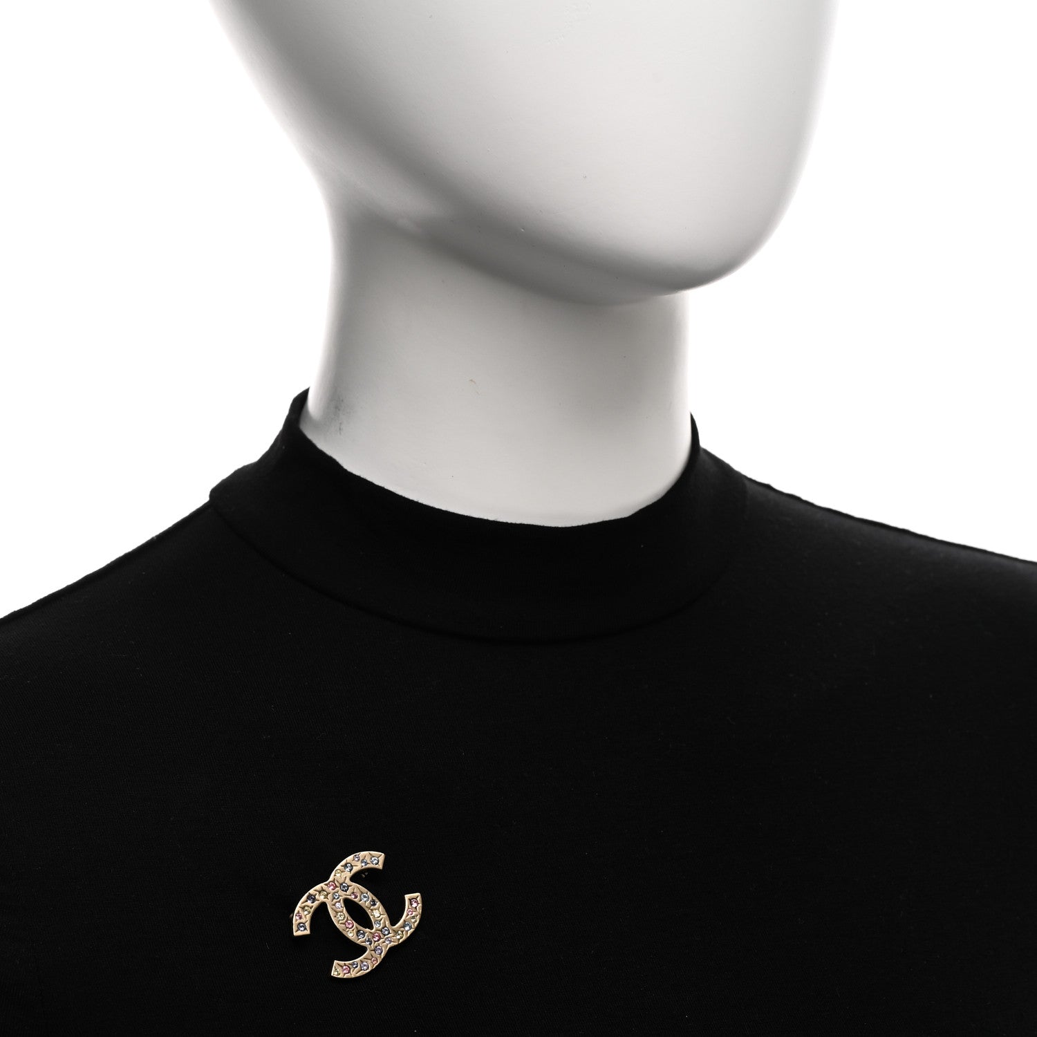 Chanel Crystal CC Brooch Gold Multicolor 2 of 4