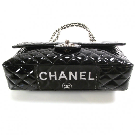 Chanel Patent Quilted Secret Label Medium Flap Black 4 of 12