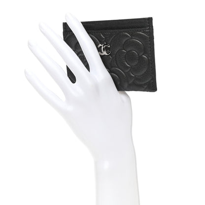 Chanel Goatskin Camellia Embossed Card Holder Black 2 of 10
