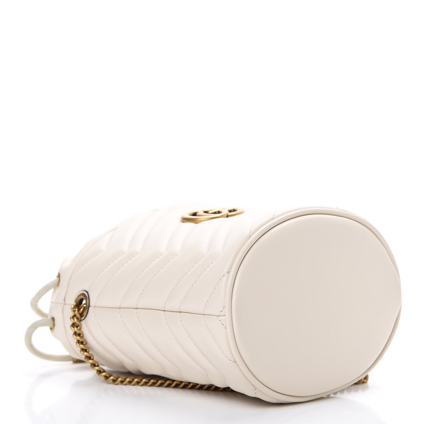 Calfskin Matelasse Mini GG Marmont 2.0 Bucket Bag White