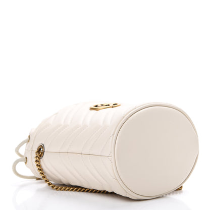 Gucci Calfskin Matelasse Mini GG Marmont 2.0 Bucket Bag White 3 of 9