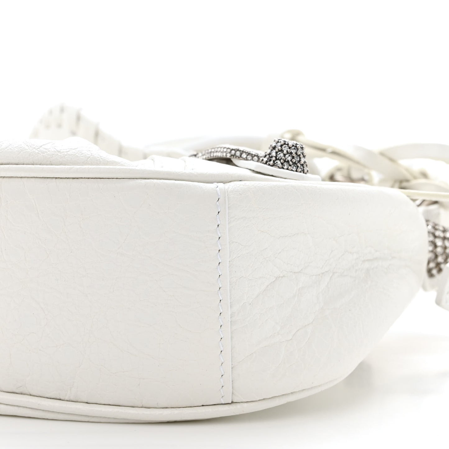 Agneau Arena Crystal Le Cagole Shoulder Bag XS Optic White