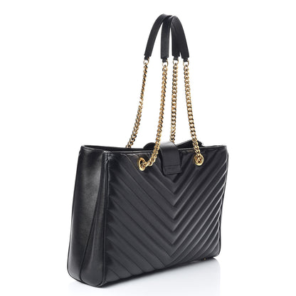 Saint Laurent Grain De Poudre Matelasse Chevron Monogram Shopping Bag Black 3 of 11