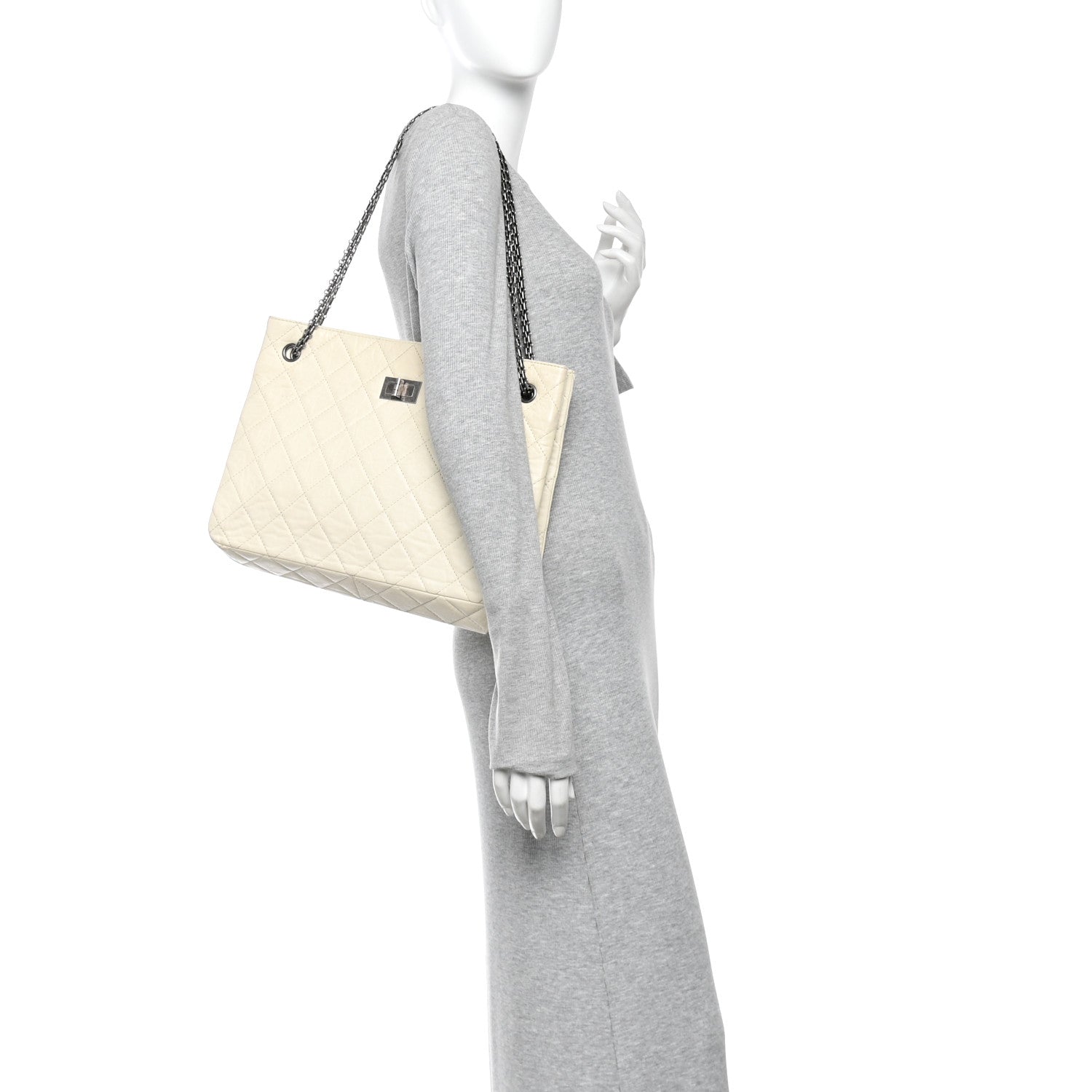 Chanel Aged Calfskin Quilted Reissue 2.55 Tote Ivory 2 of 14