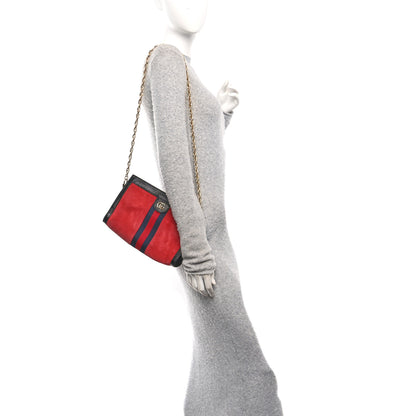 Gucci Suede Patent Web Small Ophidia Chain Shoulder Bag Hibiscus Red Black 2 of 10