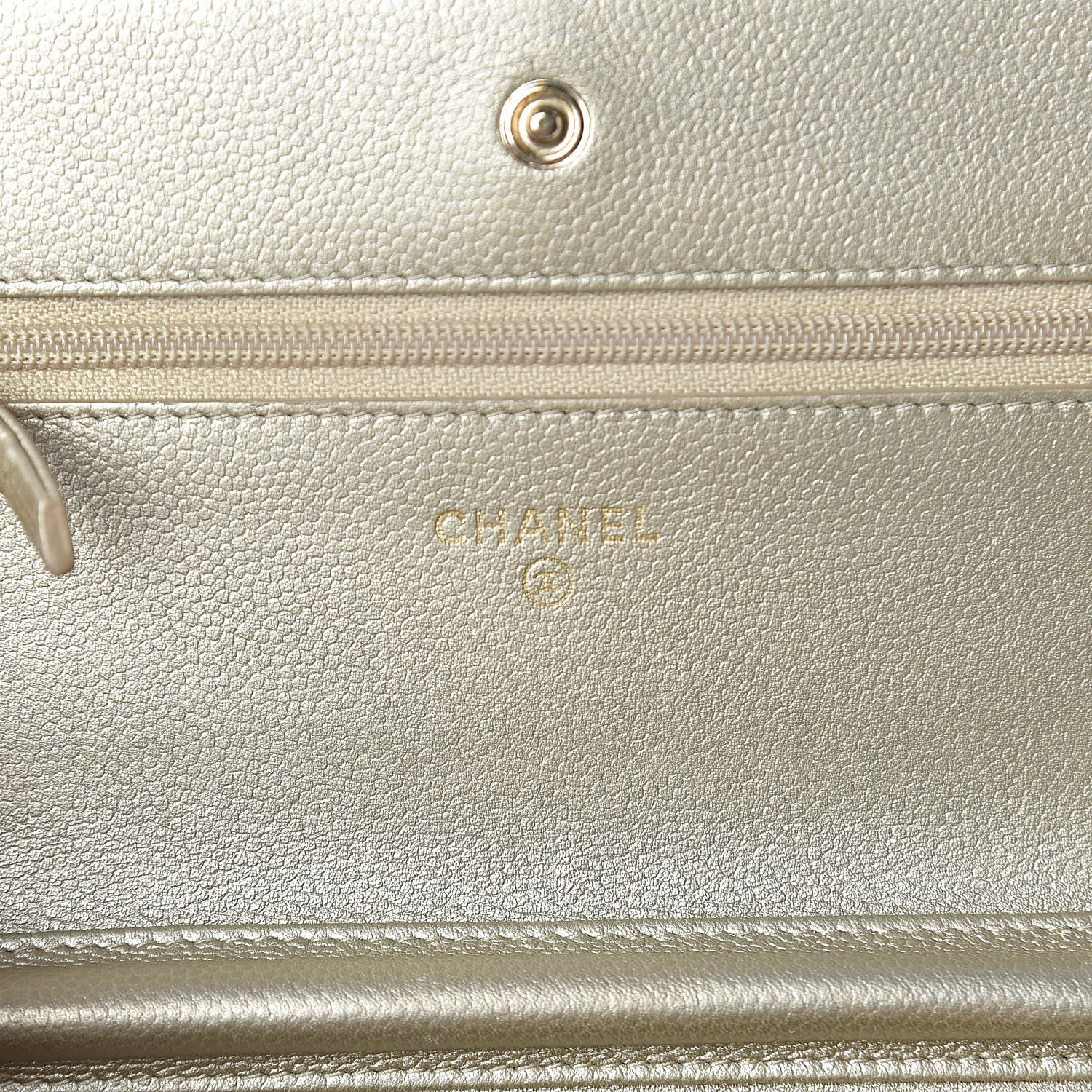 Chanel Pearly Caviar Quilted Wallet On Chain WOC Light Gold 6 of 14