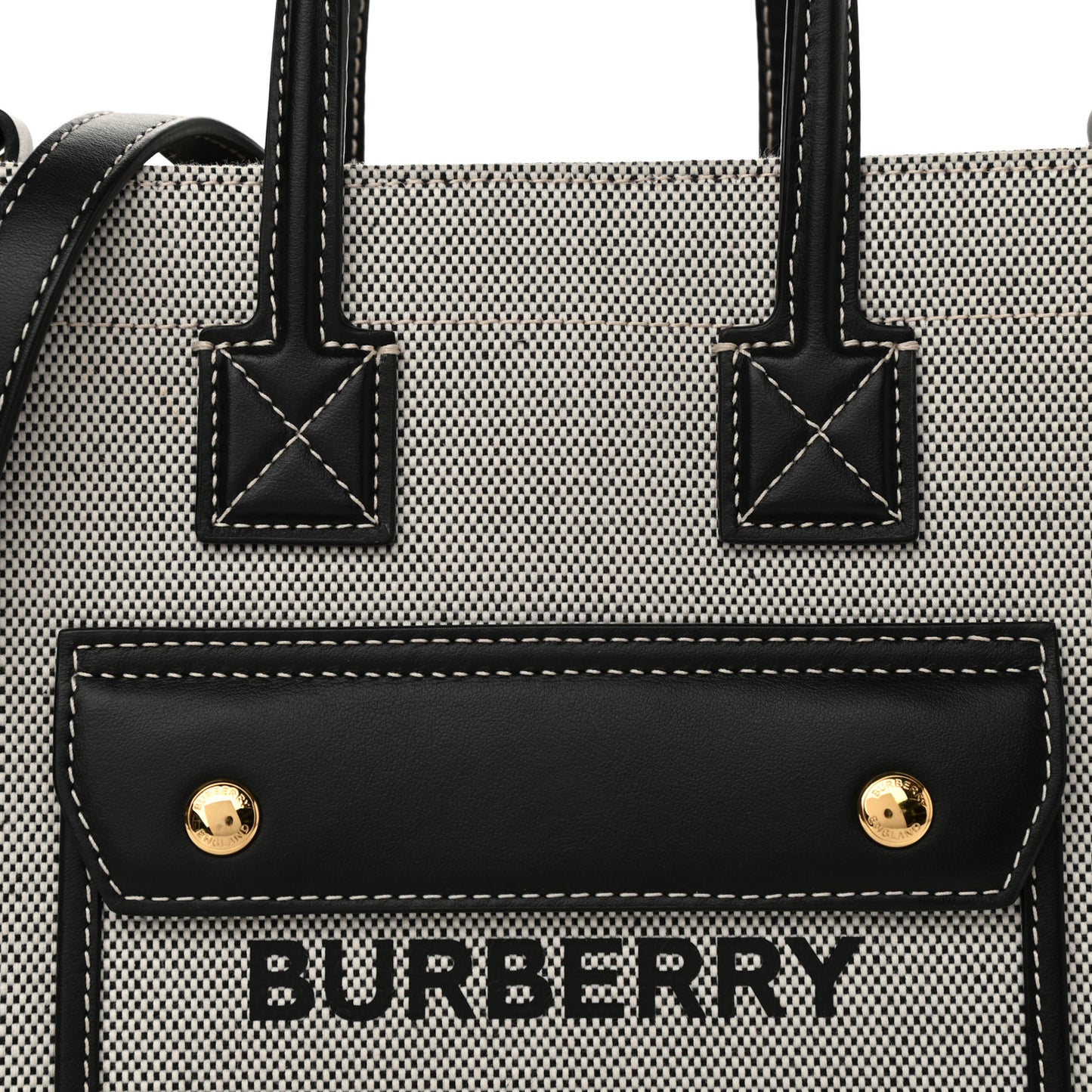 Canvas Smooth Calfskin Mini Two Tone Freya Tote Black