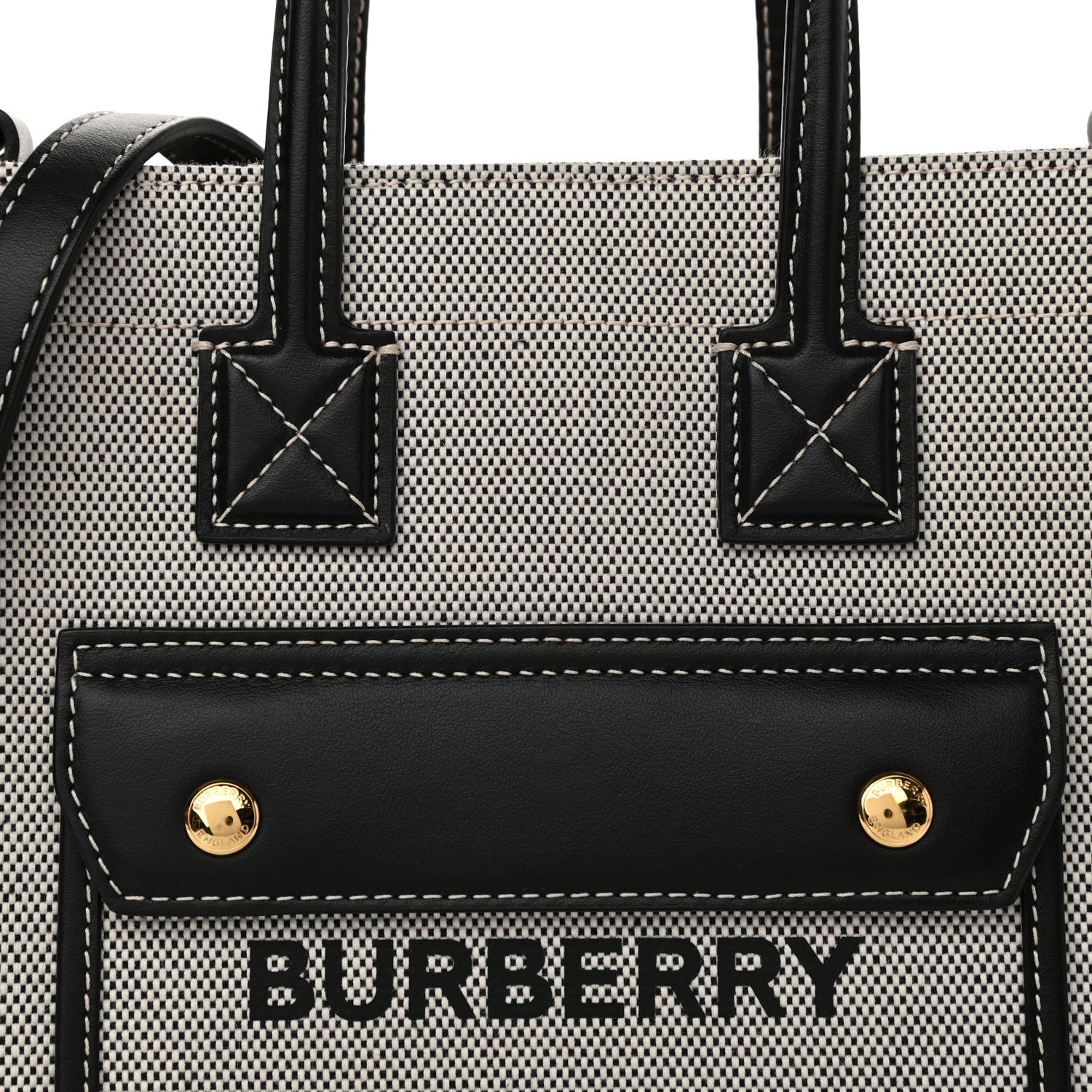 Burberry Canvas Smooth Calfskin Mini Two Tone Freya Tote Black 7 of 9