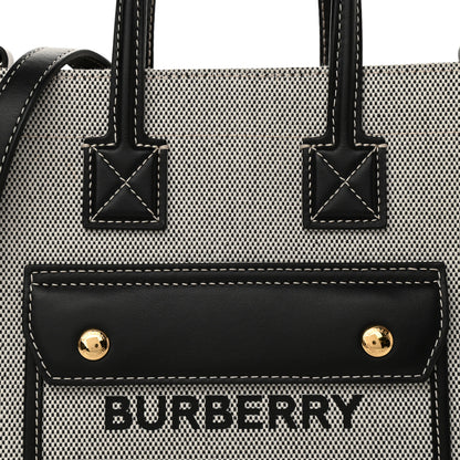 Burberry Canvas Smooth Calfskin Mini Two Tone Freya Tote Black 7 of 9