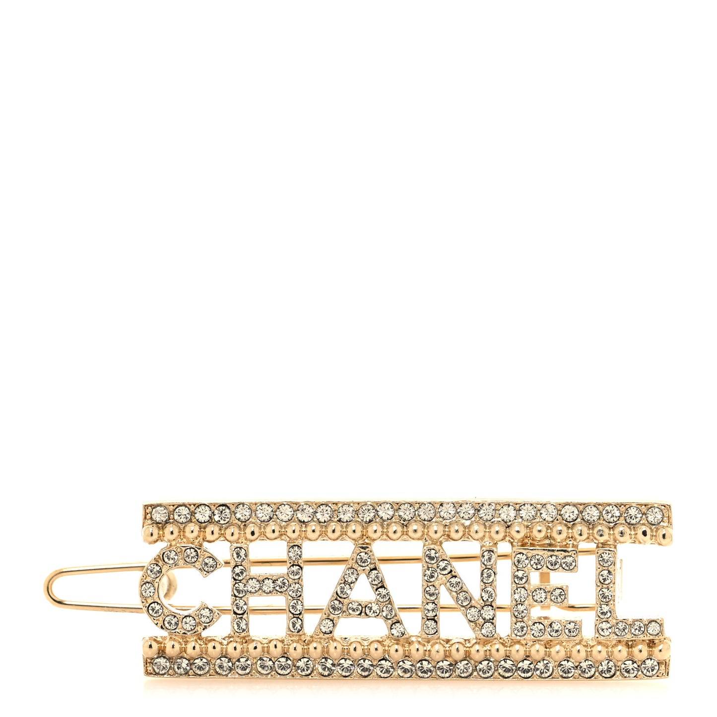 Crystal CC Logo Hair Clip Barrette Gold