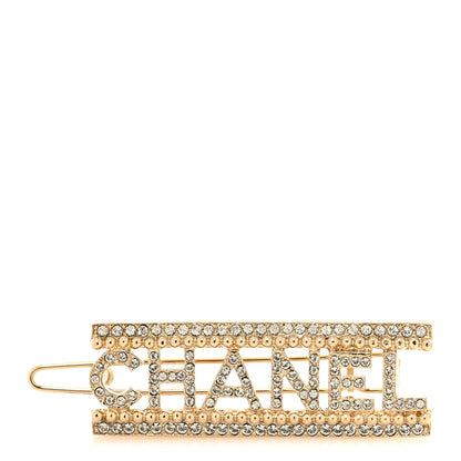 Chanel Crystal CC Logo Hair Clip Barrette Gold 1 of 4