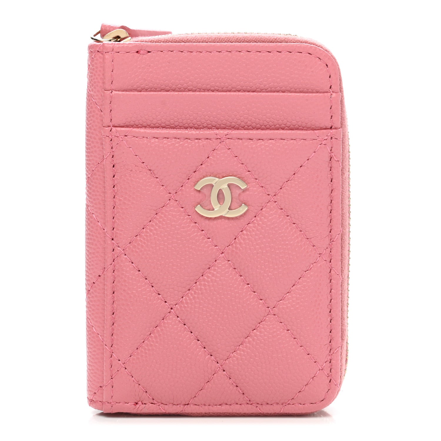 Chanel Caviar Quilted Zip Card Holder Pink 1 of 8