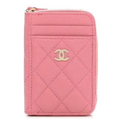 Chanel Caviar Quilted Zip Card Holder Pink 1 of 8