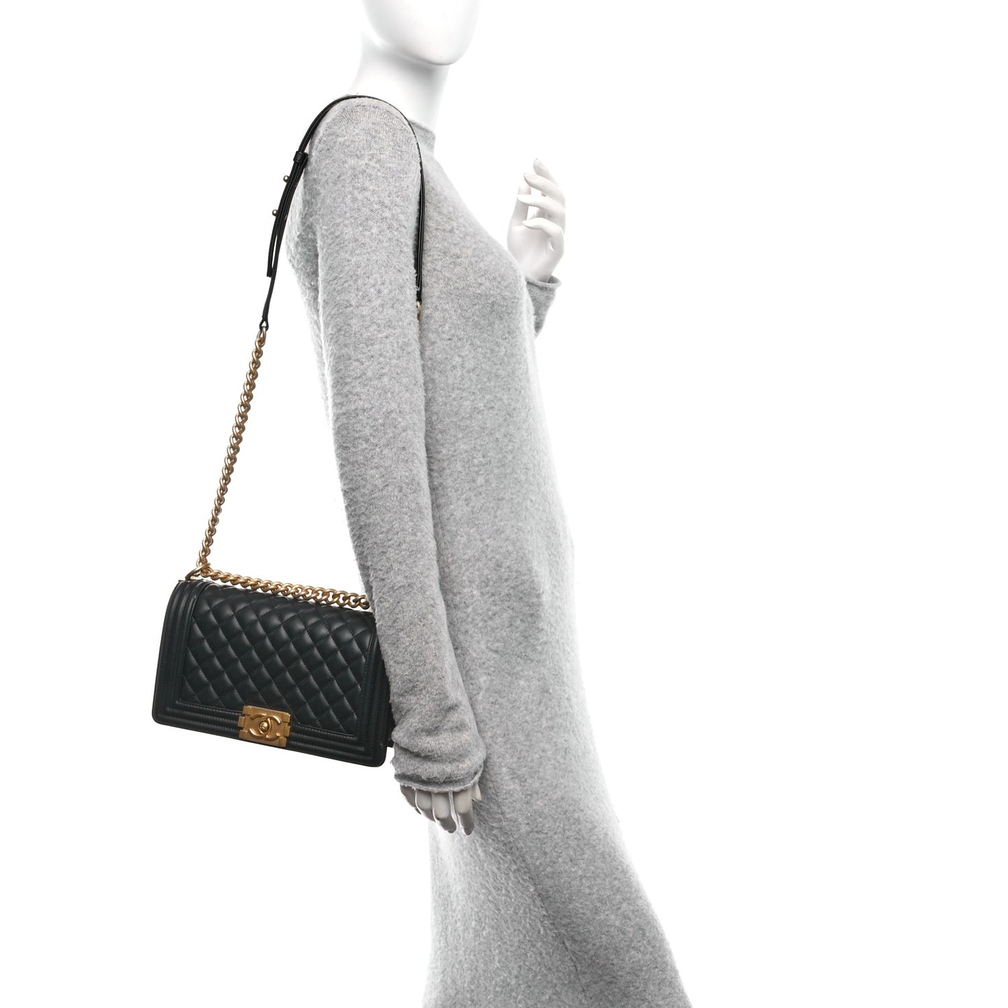 Lambskin Quilted Medium Boy Flap Black