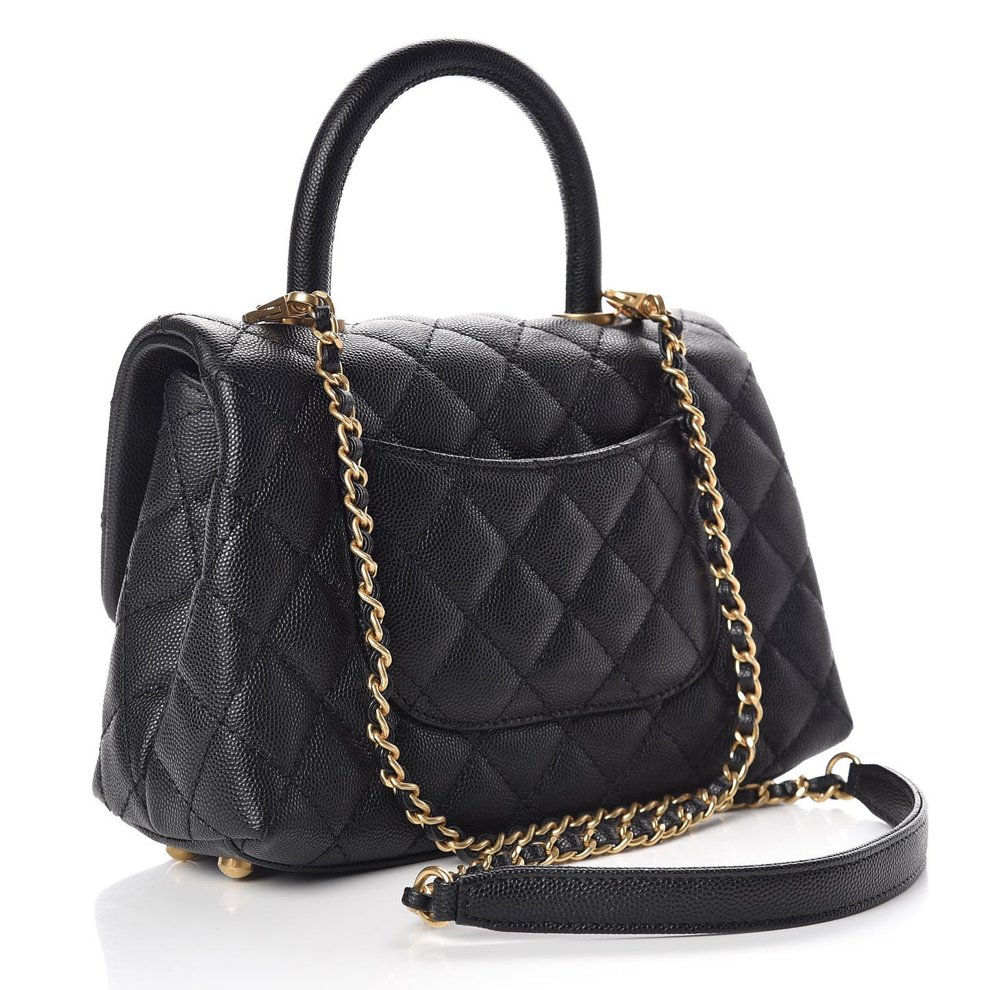 Caviar Quilted Mini Coco Handle Flap Black